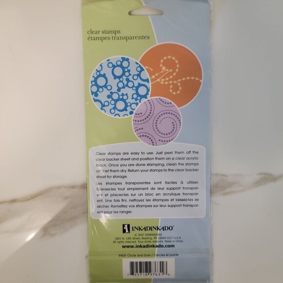 Inkadinkado CIRCLES AND DOTS #97631 Clear Cling Stamps Set of 15 NEW - Picture 2 of 5